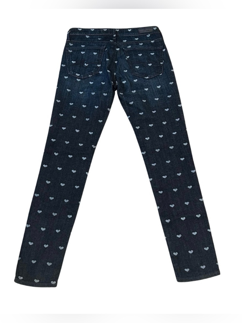 AG The Stevie Slim Straight Ankle Jeans | Dark Blue Heart Print | Size 26 | NWOT - Picture 3 of 6